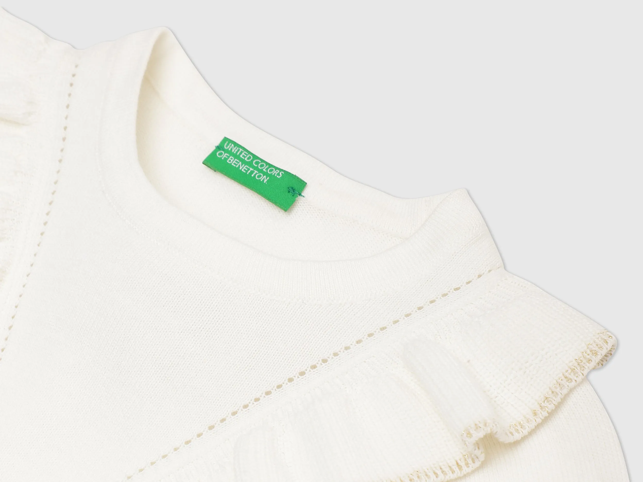 Girls White Long Sleeve Solid Top