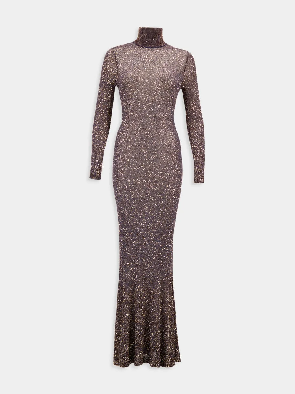 Glittering High-Neck Gown