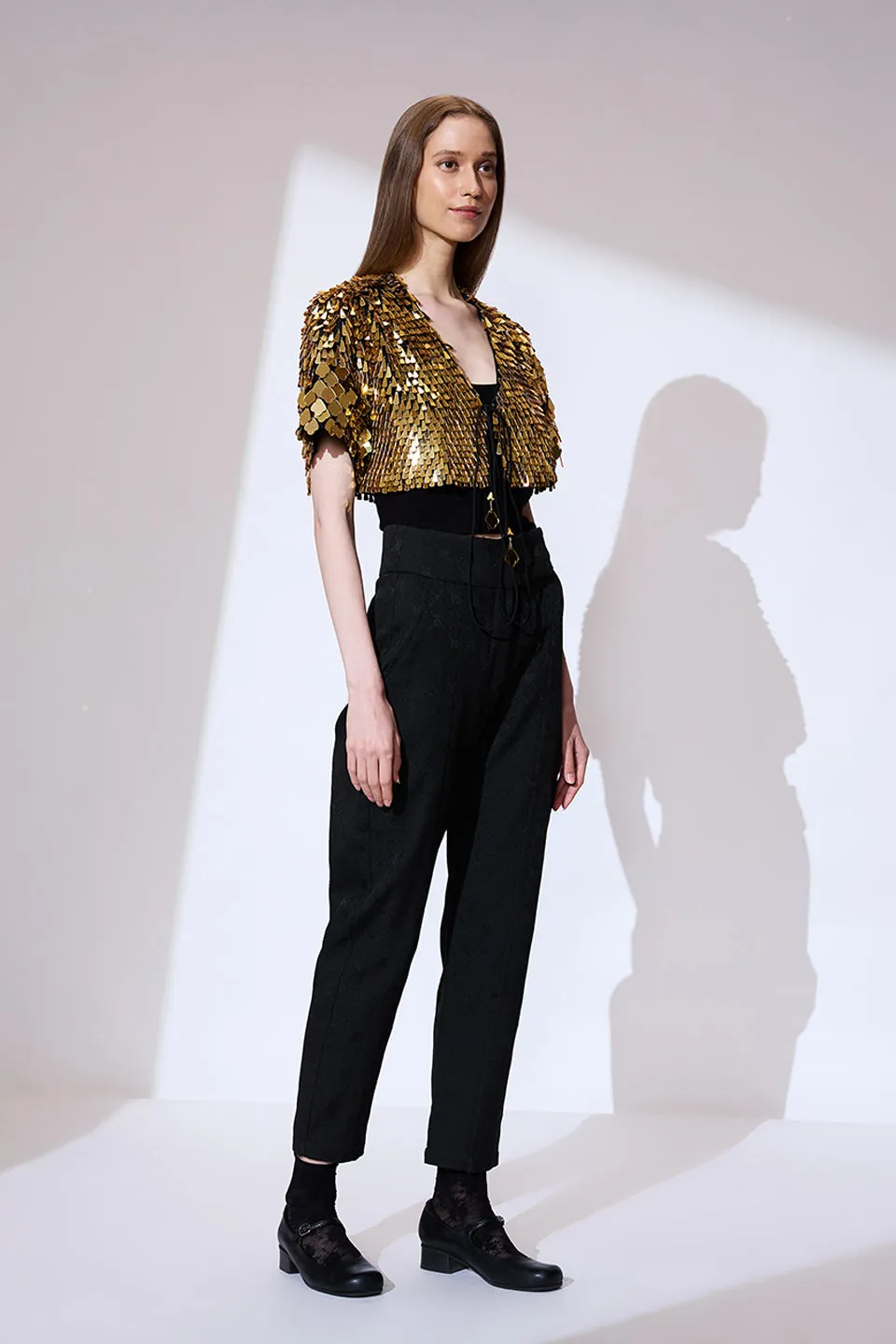 Gold jacket crop top