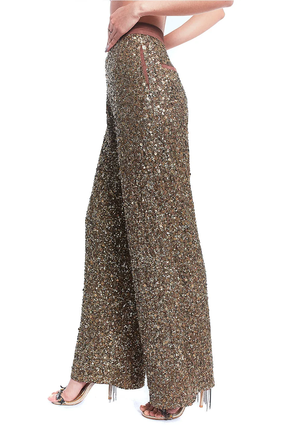 Gold sequin pants