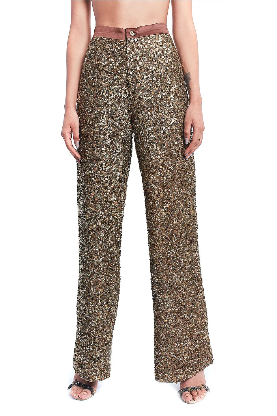 Gold sequin pants