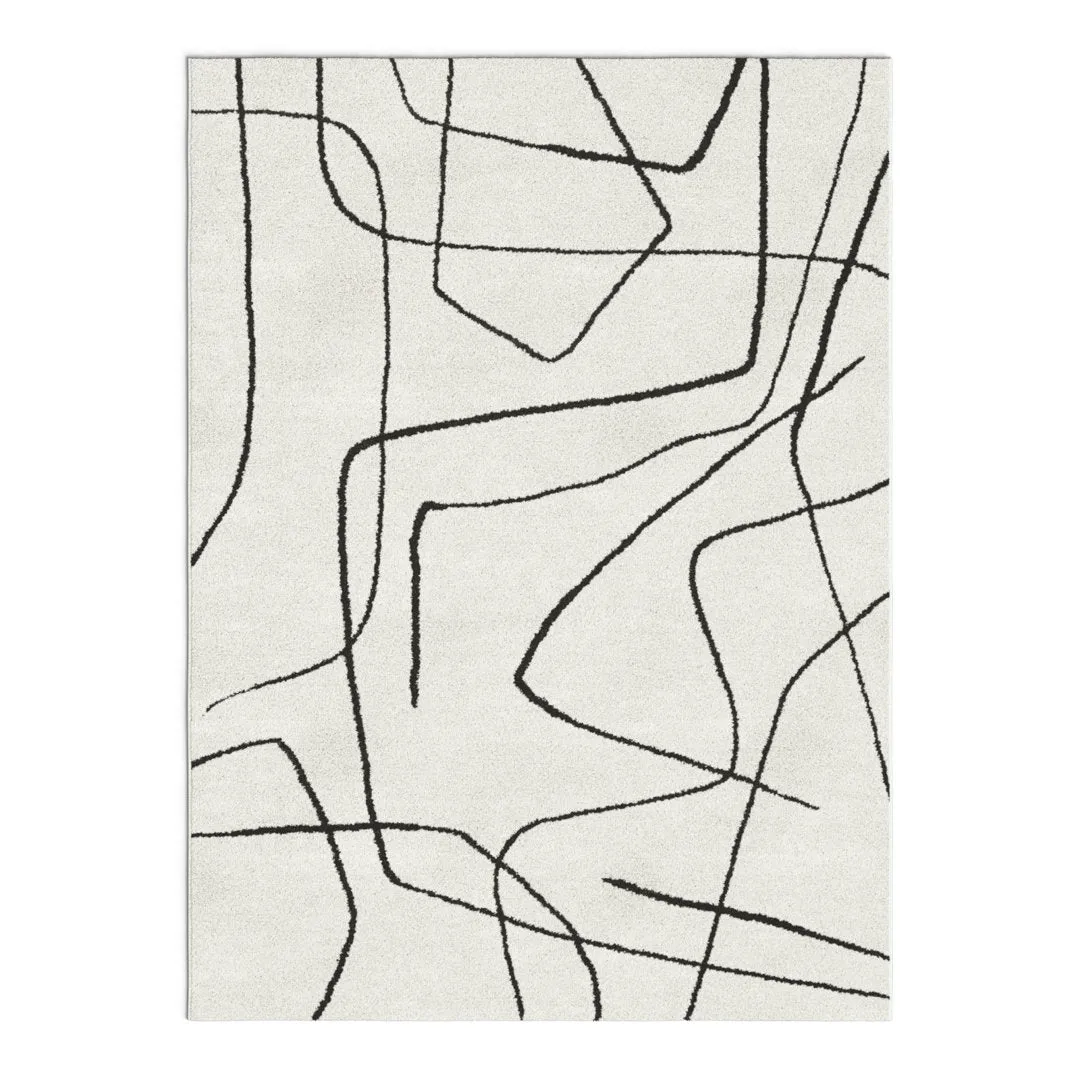 Goodrow Abstract Charcoal/White Area Rug Mercury Row® Rug Size: Rectangle 4'4" x 6'