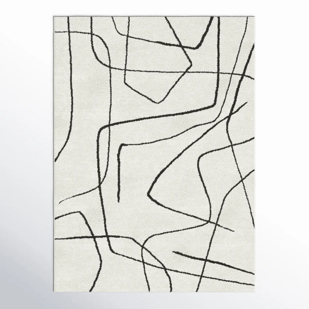 Goodrow Abstract Charcoal/White Area Rug Mercury Row® Rug Size: Rectangle 6'7" x 9'