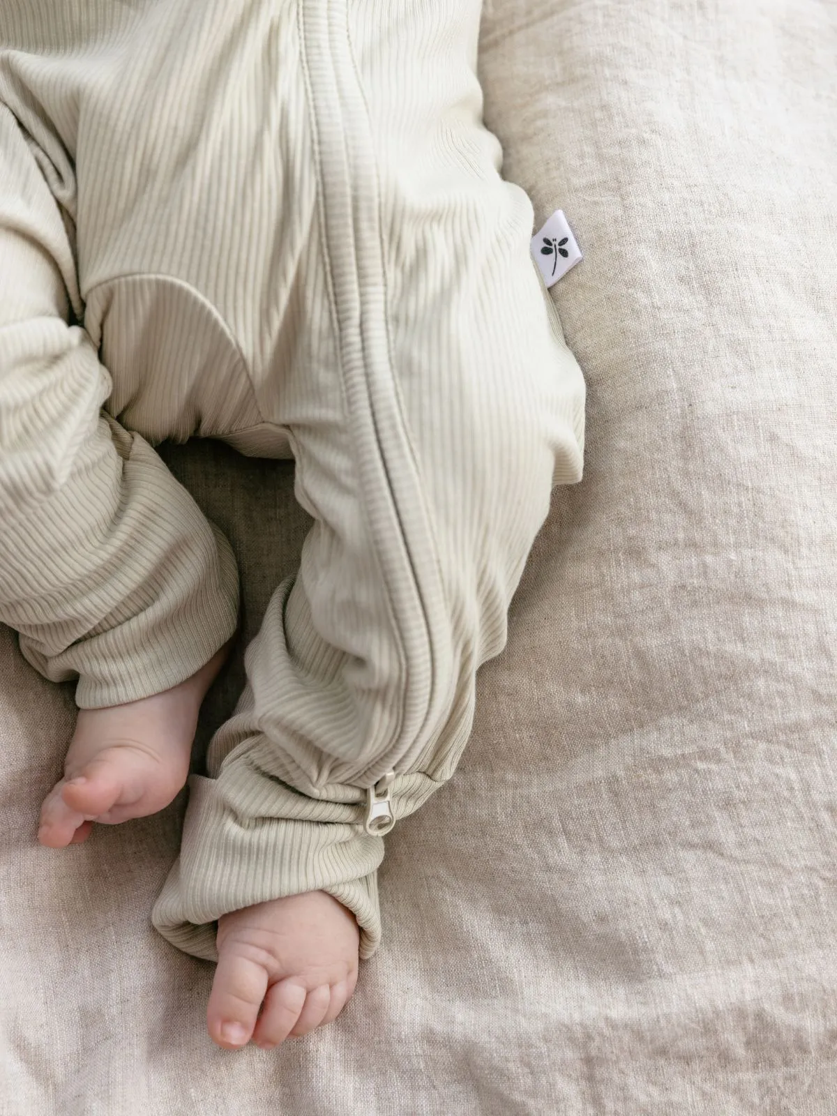 Green Olive ribbed Bamboo Zippy Romper