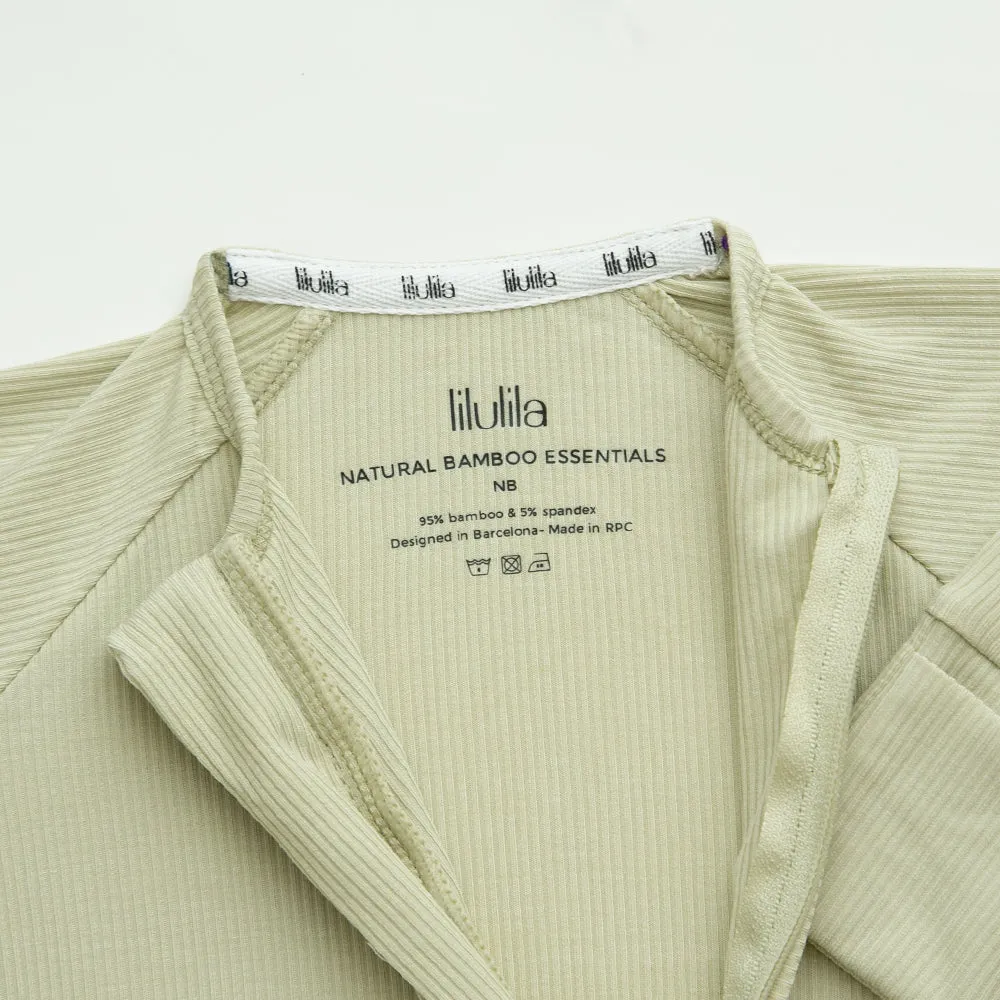Green Olive ribbed Bamboo Zippy Romper