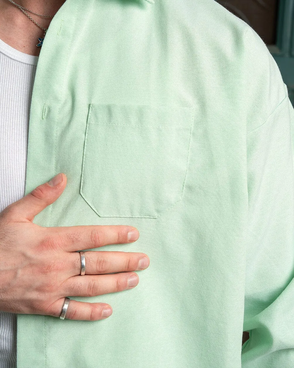 Green Oversized Oxford Shirt