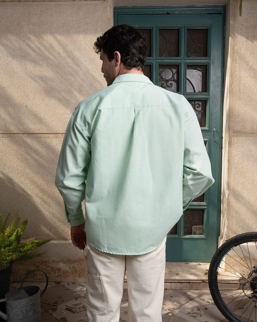 Green Oversized Oxford Shirt