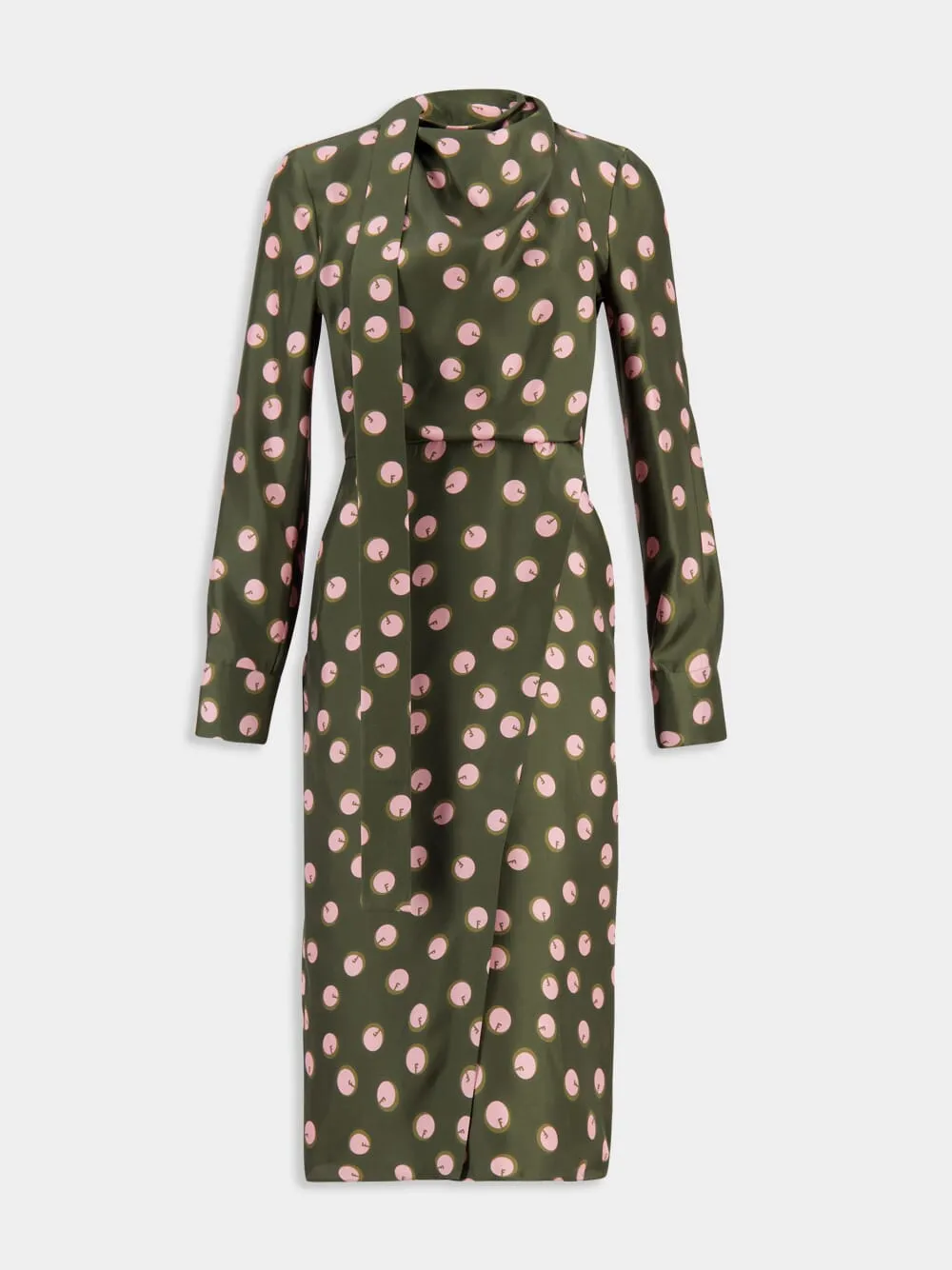 Green Printed Silk Dress
