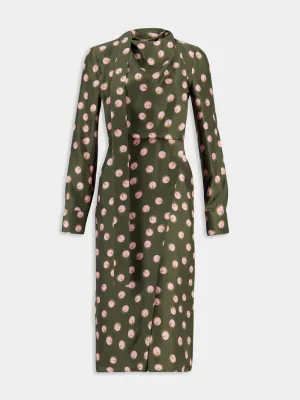 Green Printed Silk Dress