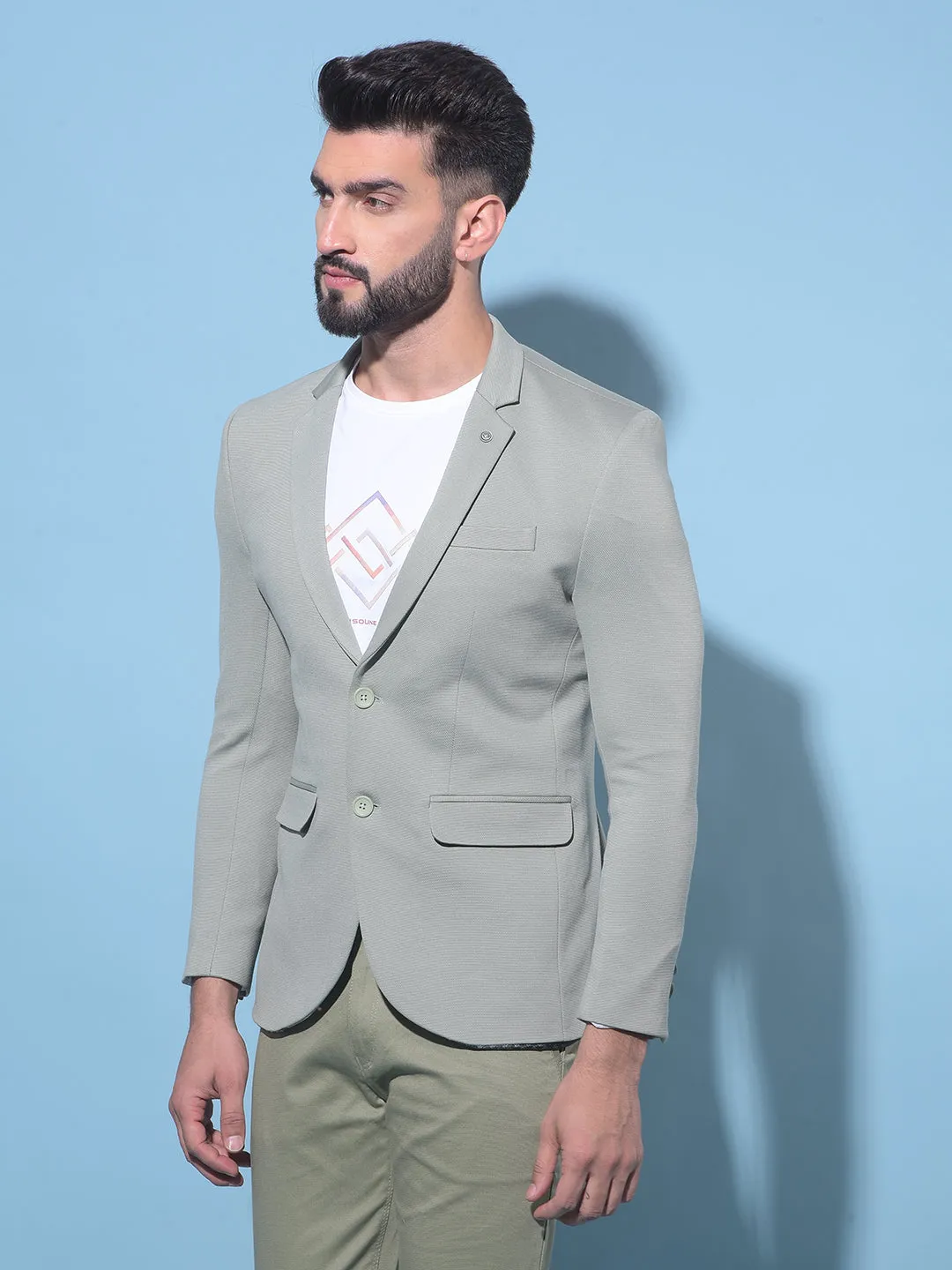 Green Single-Breasted Blazer