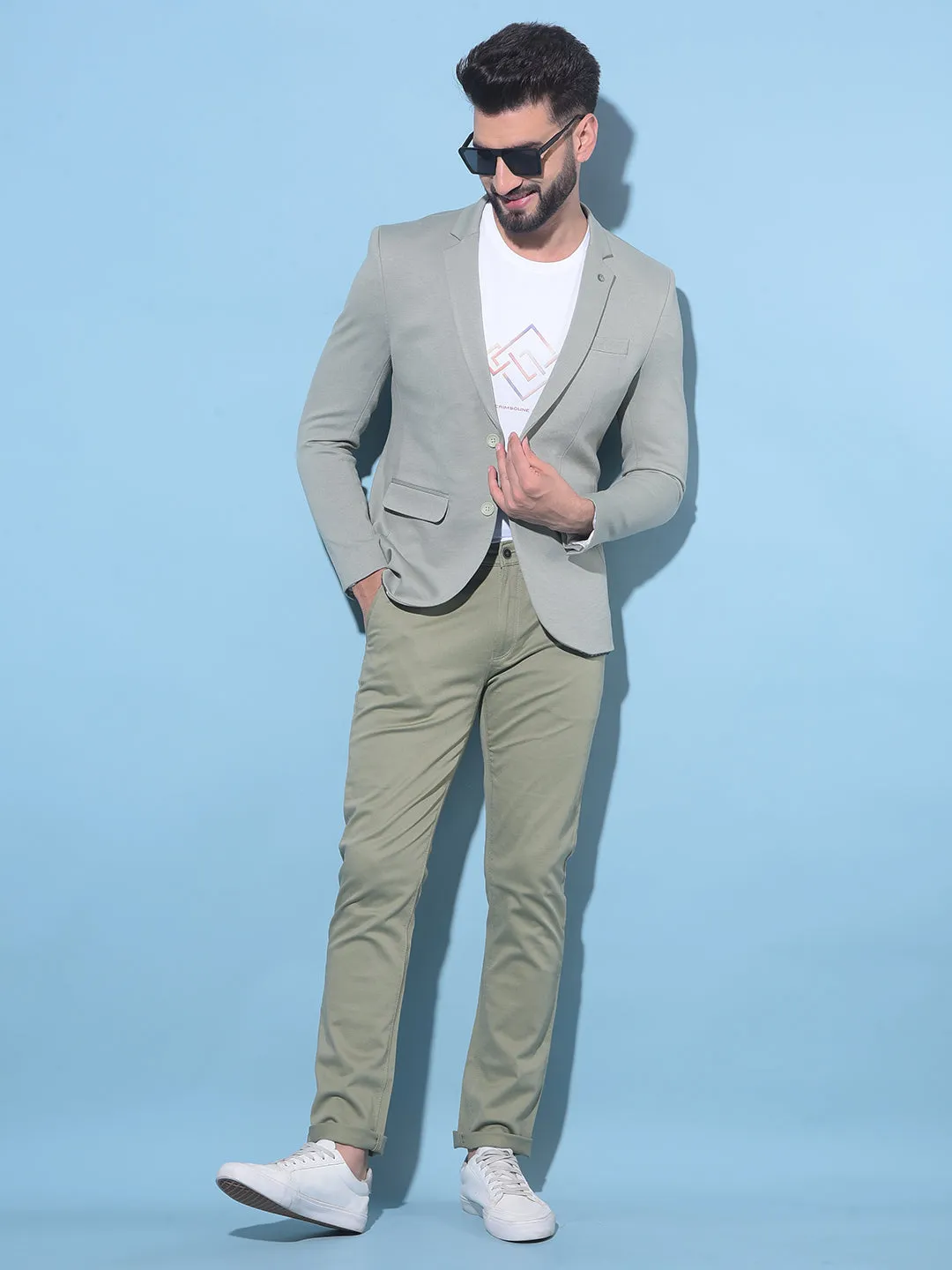 Green Single-Breasted Blazer