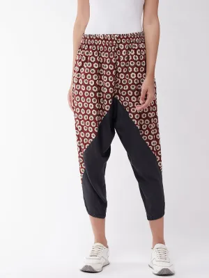 Grey And Maroon Printed Harem Pant