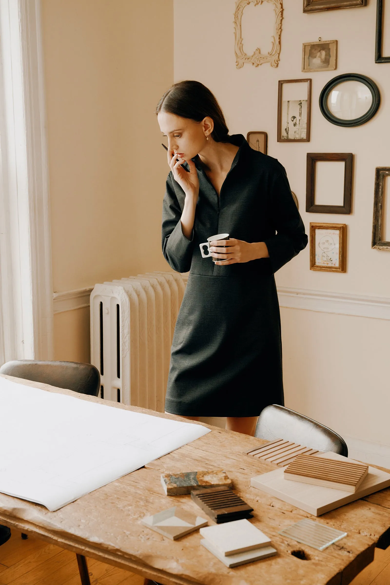Harper Dress - Charcoal Denim Ponte