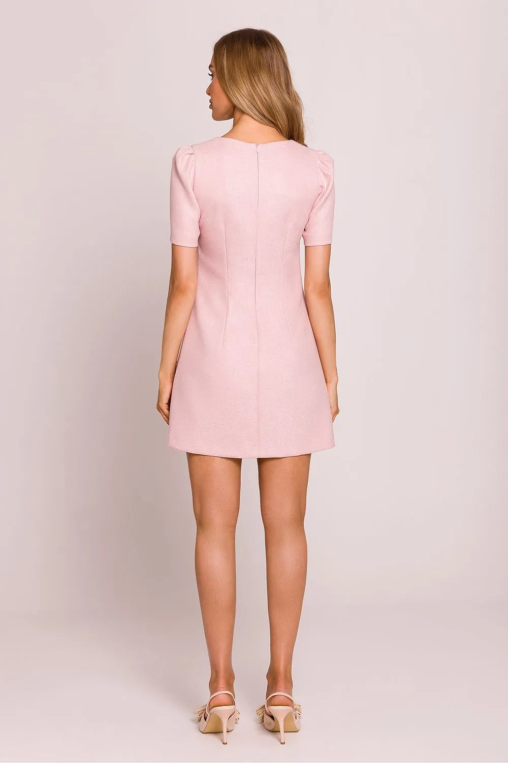 Heart Button Trapeze Mini Dress