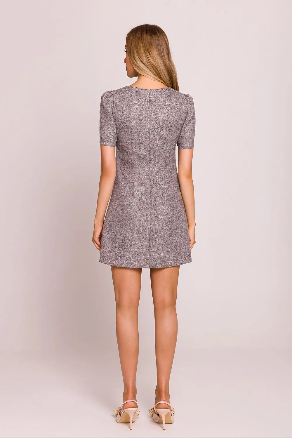 Heart Button Trapeze Mini Dress