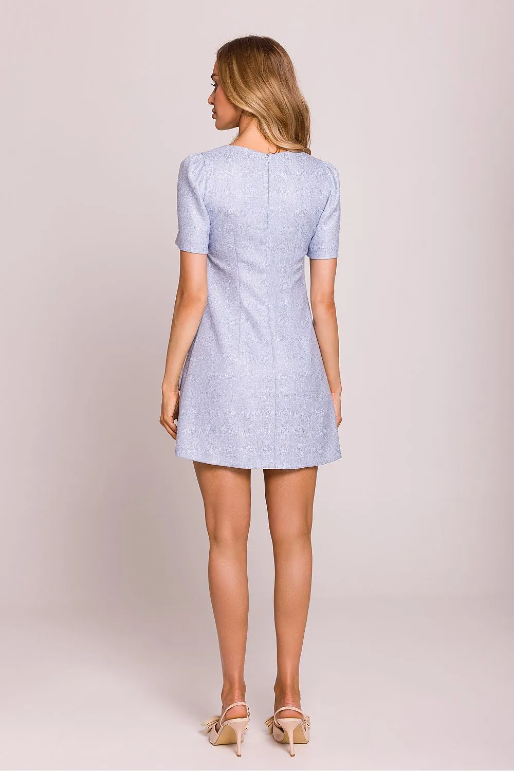 Heart Button Trapeze Mini Dress