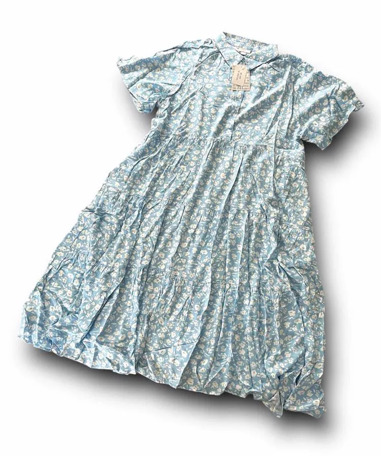 Helene - Light Blue White Ditsy Floral