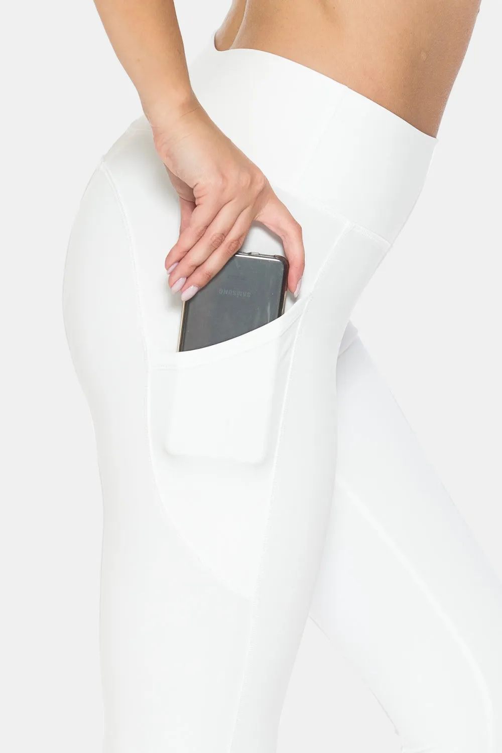 High Waist Leggings with Pockets In White