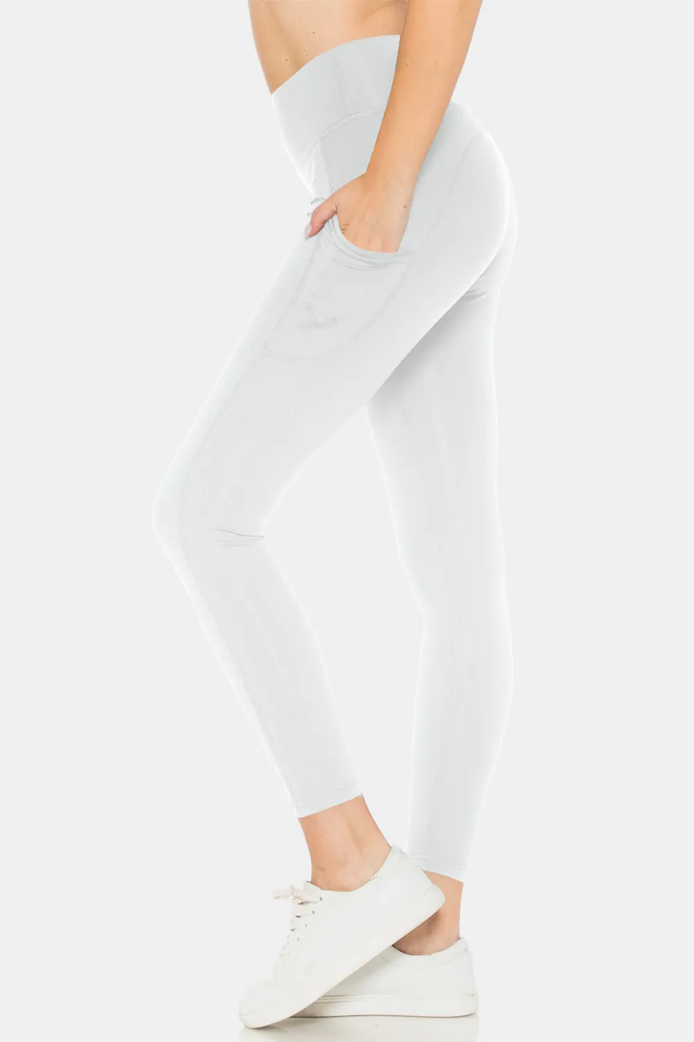 High Waist Leggings with Pockets In White
