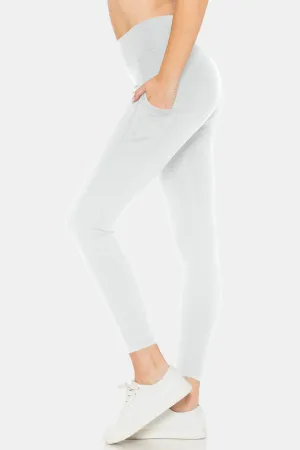 High Waist Leggings with Pockets In White