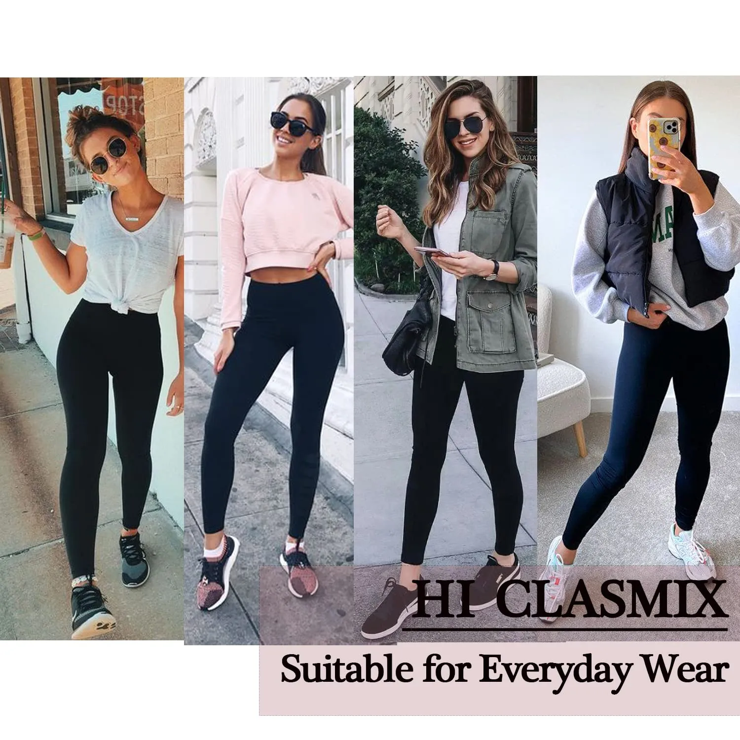 High Waisted Leggings for Women-Womens Black Seamless Workout Leggings Running Tummy Control Yoga Pants