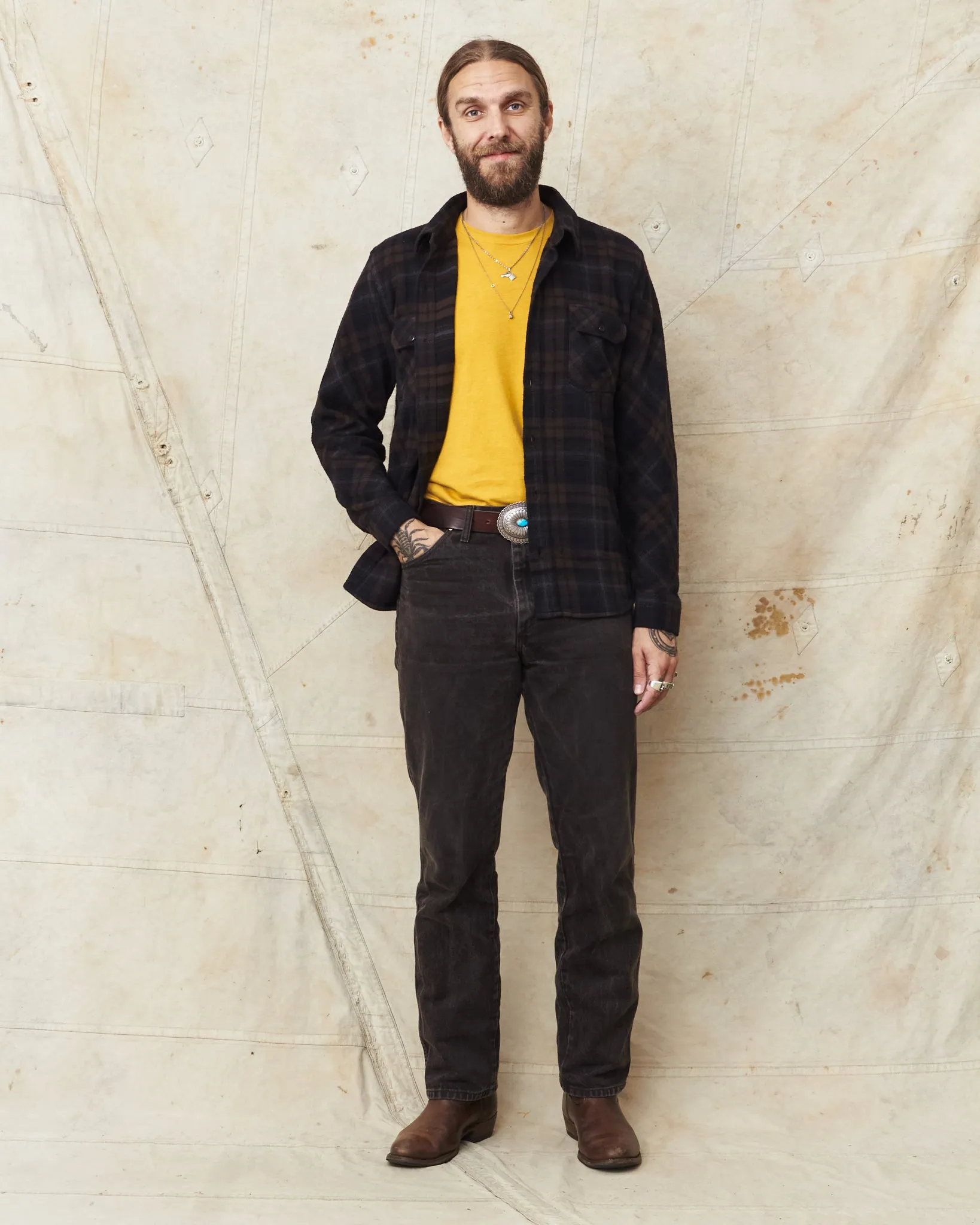 Indigofera Bryson Flannel Check Black Overdyed