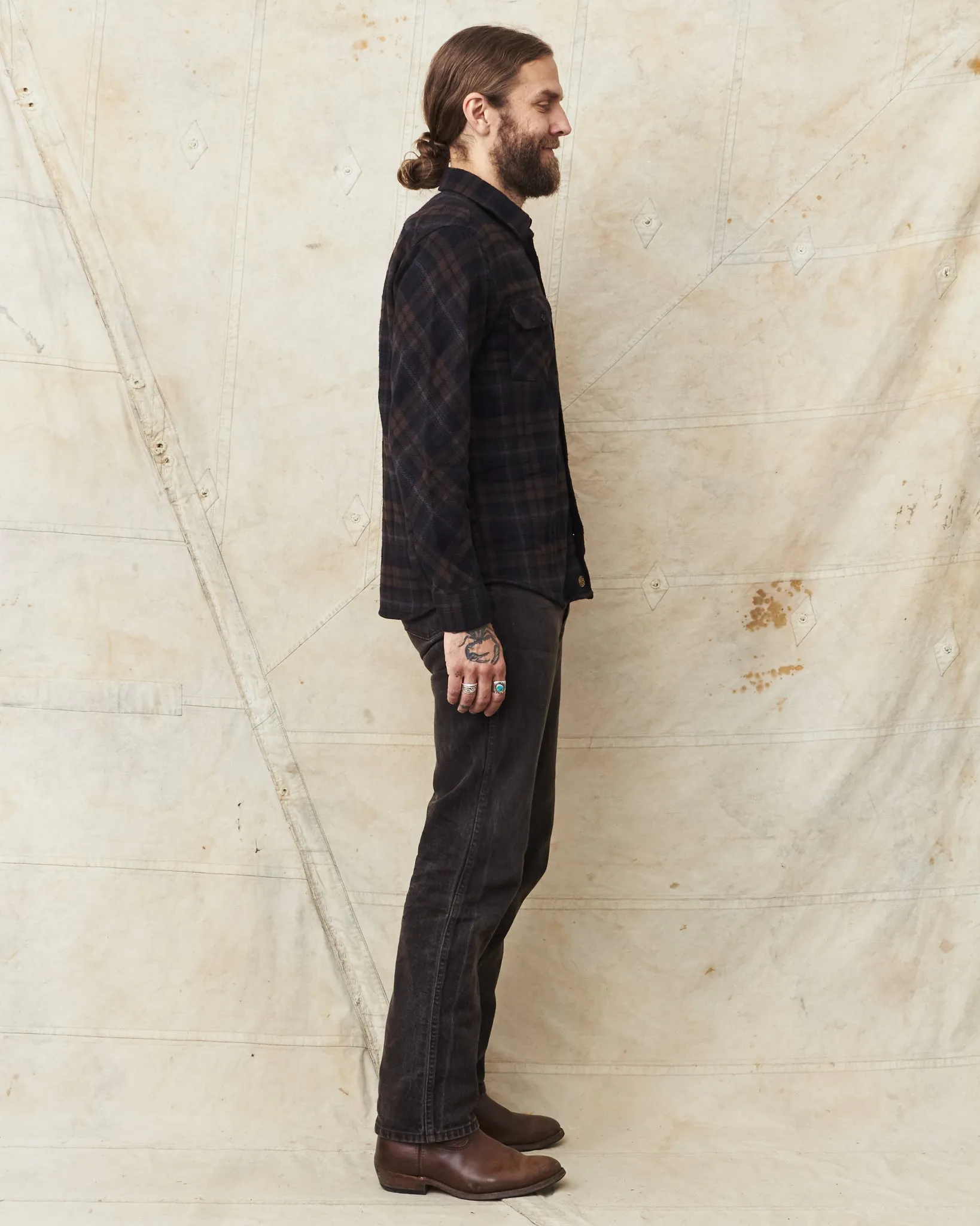 Indigofera Bryson Flannel Check Black Overdyed