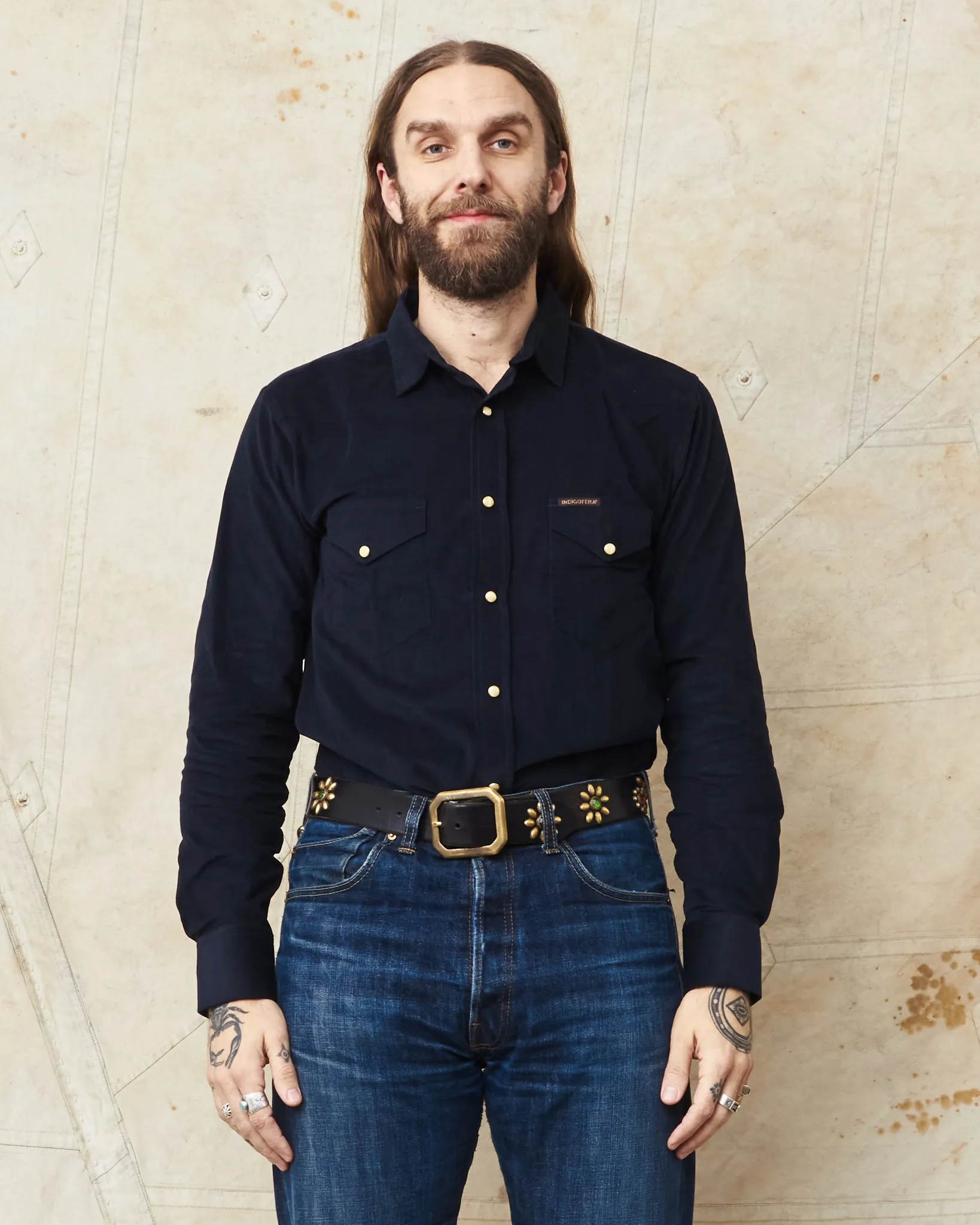 Indigofera Sideras Corduroy Shirt Navy