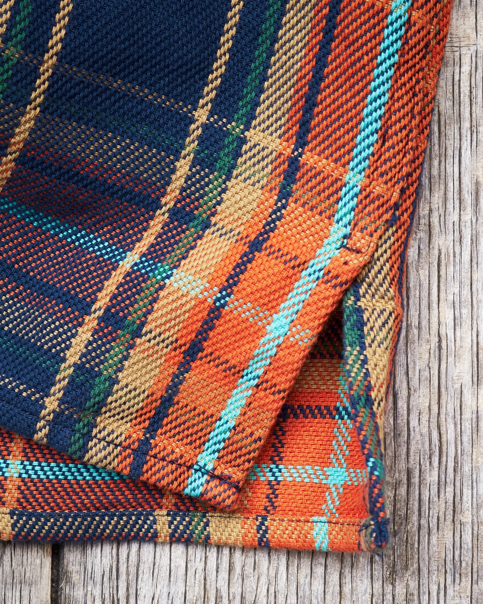 Indigofera Webster Flannel Shirt Heavy Cotton Check Navy / Orange / Brown / Turqouise