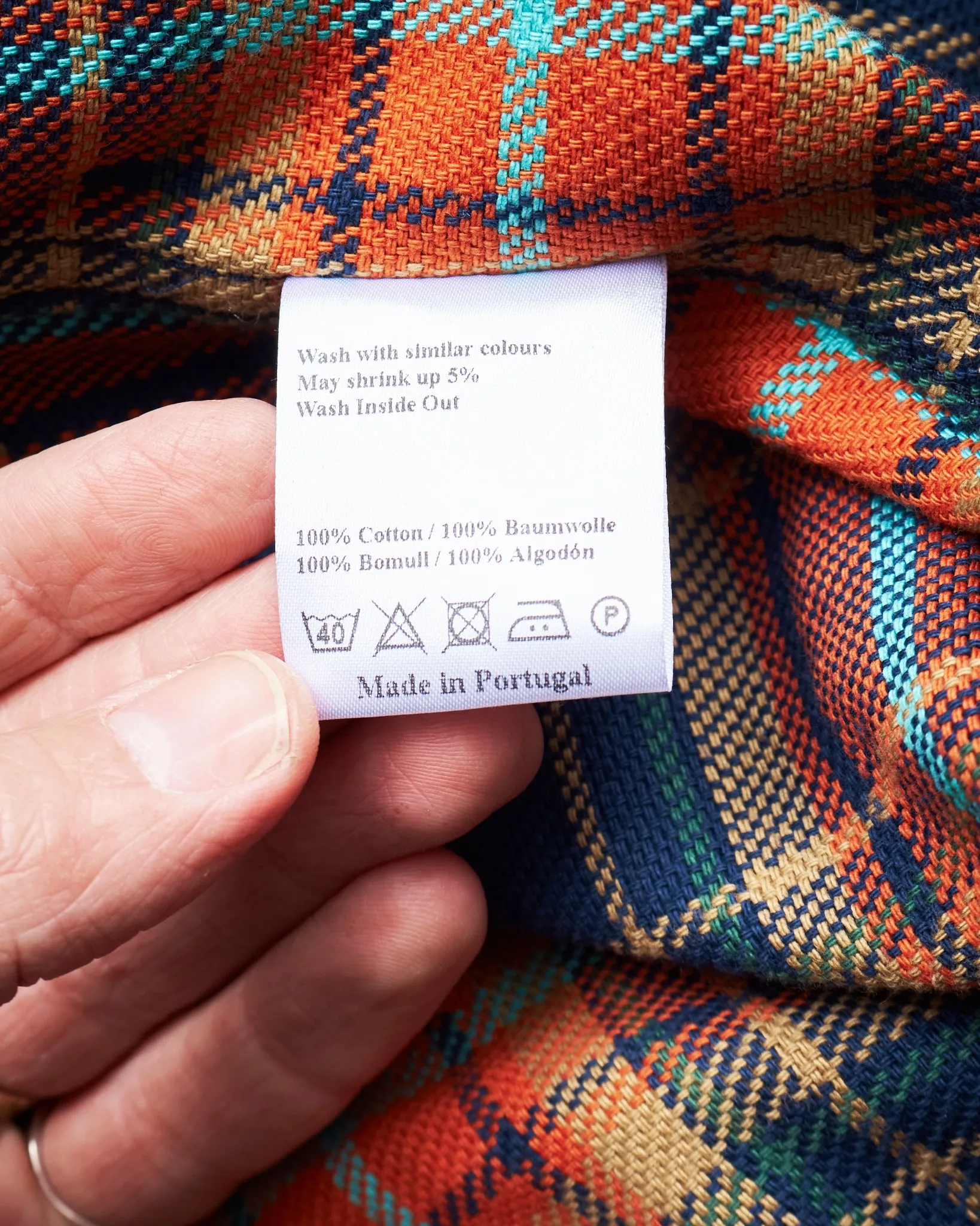 Indigofera Webster Flannel Shirt Heavy Cotton Check Navy / Orange / Brown / Turqouise