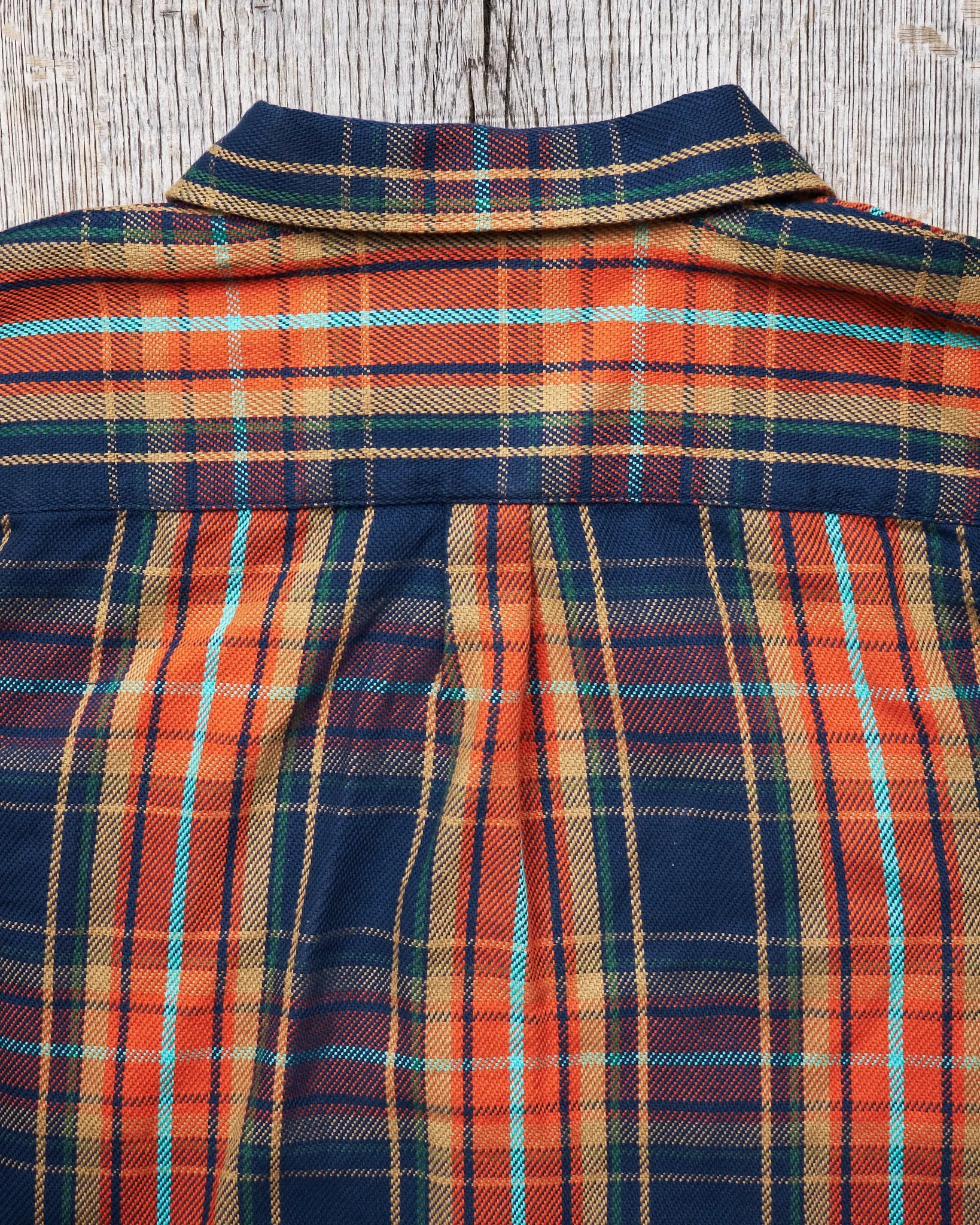 Indigofera Webster Flannel Shirt Heavy Cotton Check Navy / Orange / Brown / Turqouise