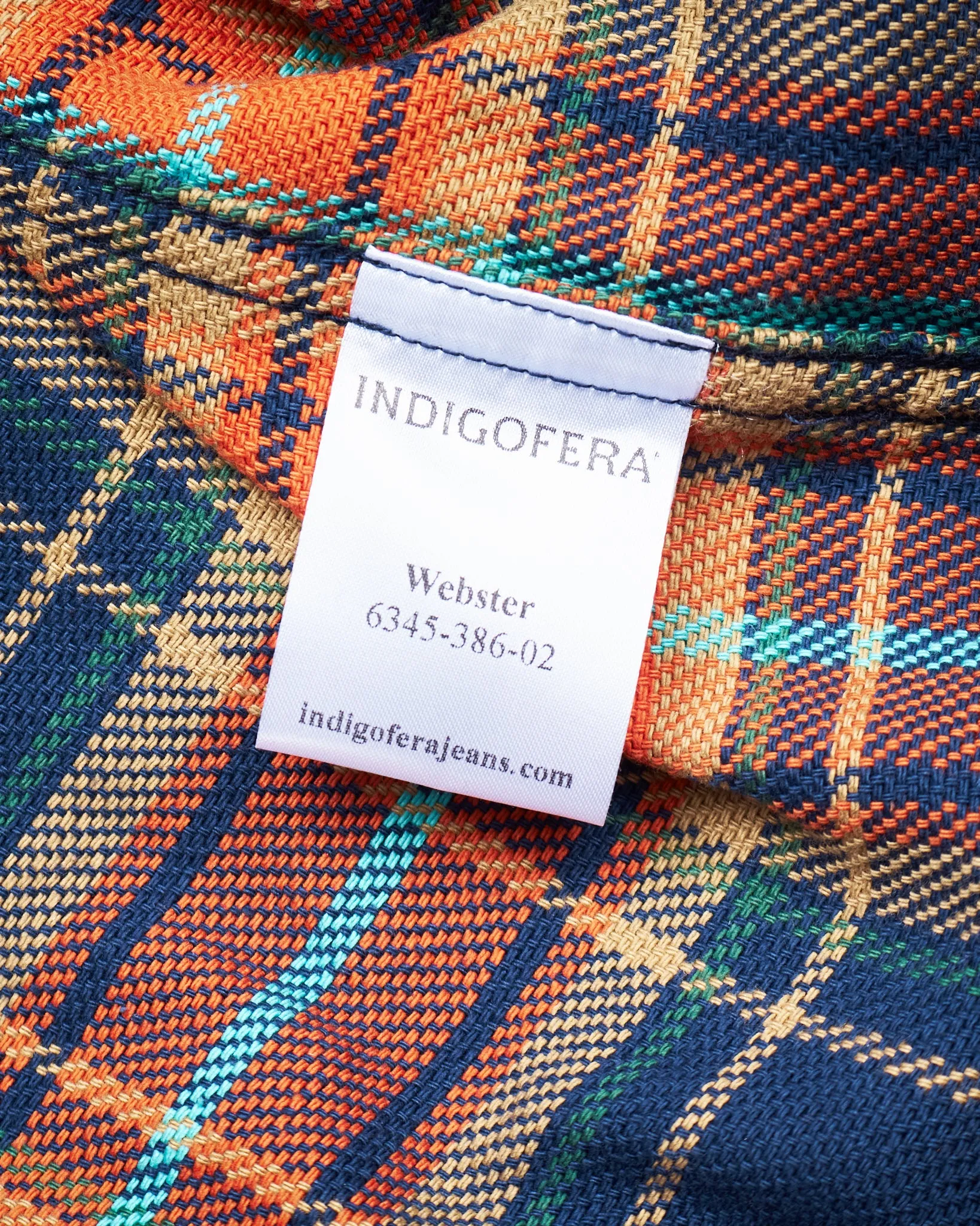 Indigofera Webster Flannel Shirt Heavy Cotton Check Navy / Orange / Brown / Turqouise