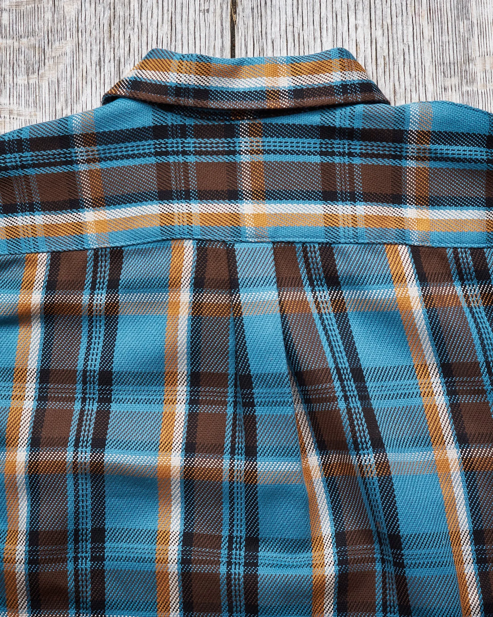 Indigofera Webster Flannel Shirt Twill Check Blue / Gold / Brown / Black