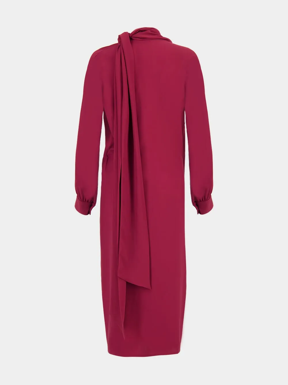 Irys Cabernet Wrap Dress with Collar Tie