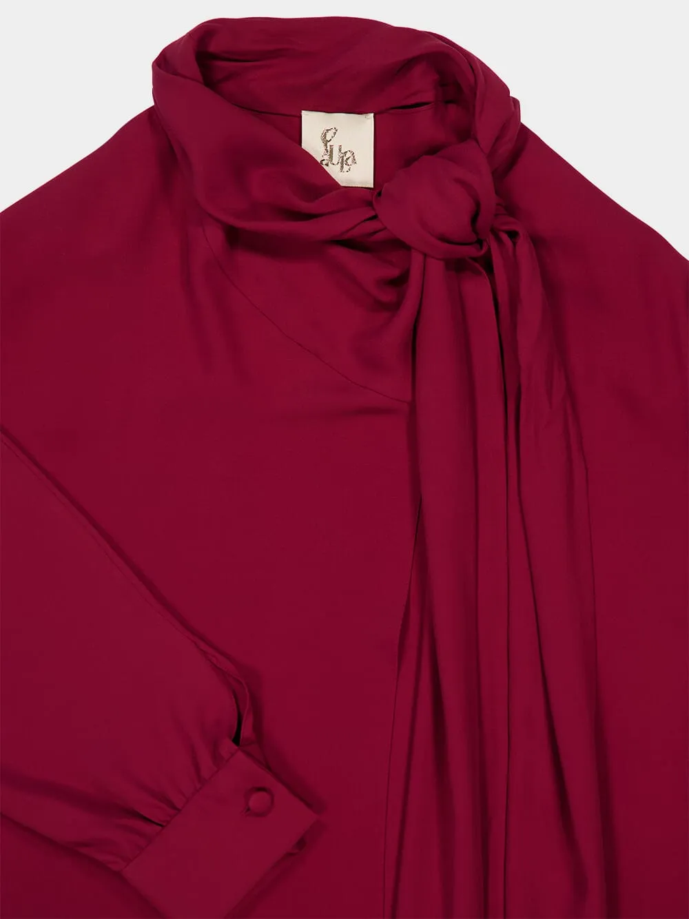 Irys Cabernet Wrap Dress with Collar Tie