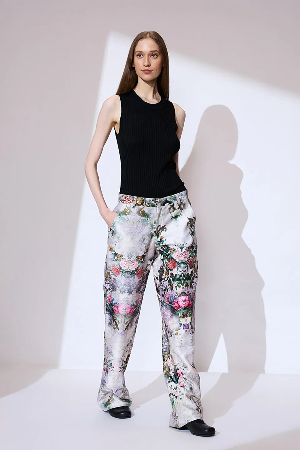 Ivory printed trouser