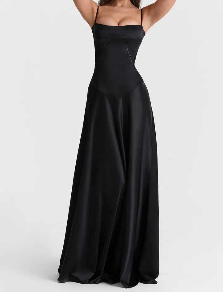 JazzHer 'Anabella' Black Lace Maxi Dress