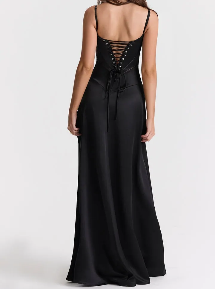 JazzHer 'Anabella' Black Lace Maxi Dress