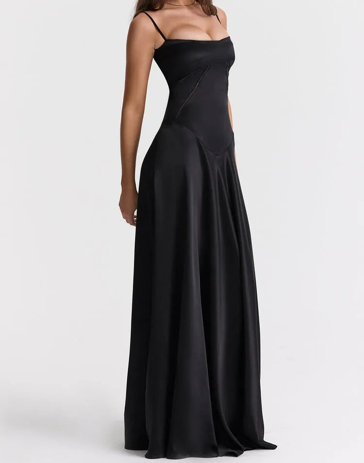 JazzHer 'Anabella' Black Lace Maxi Dress