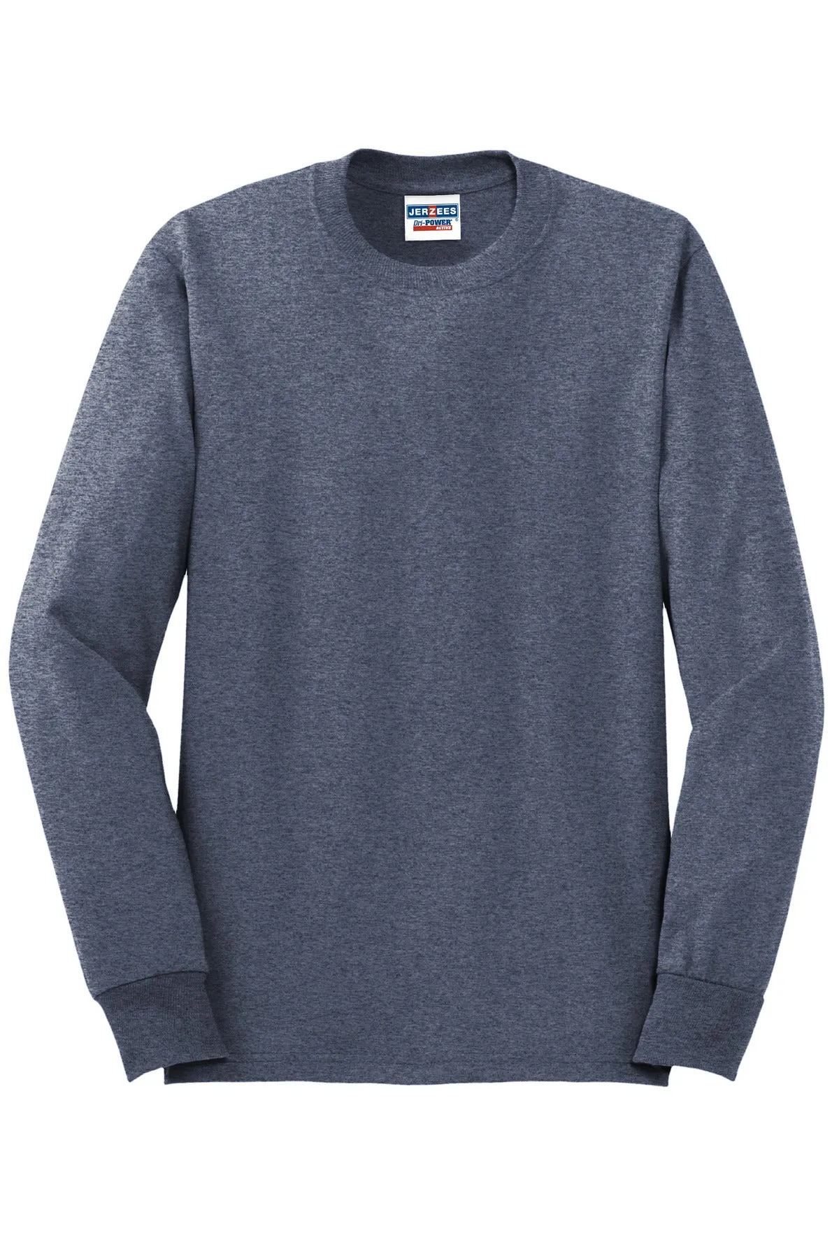 Jerzees Dri-Power 50/50 Cotton/Poly Long Sleeve T-Shirt.  29LS Vintage Heather Navy