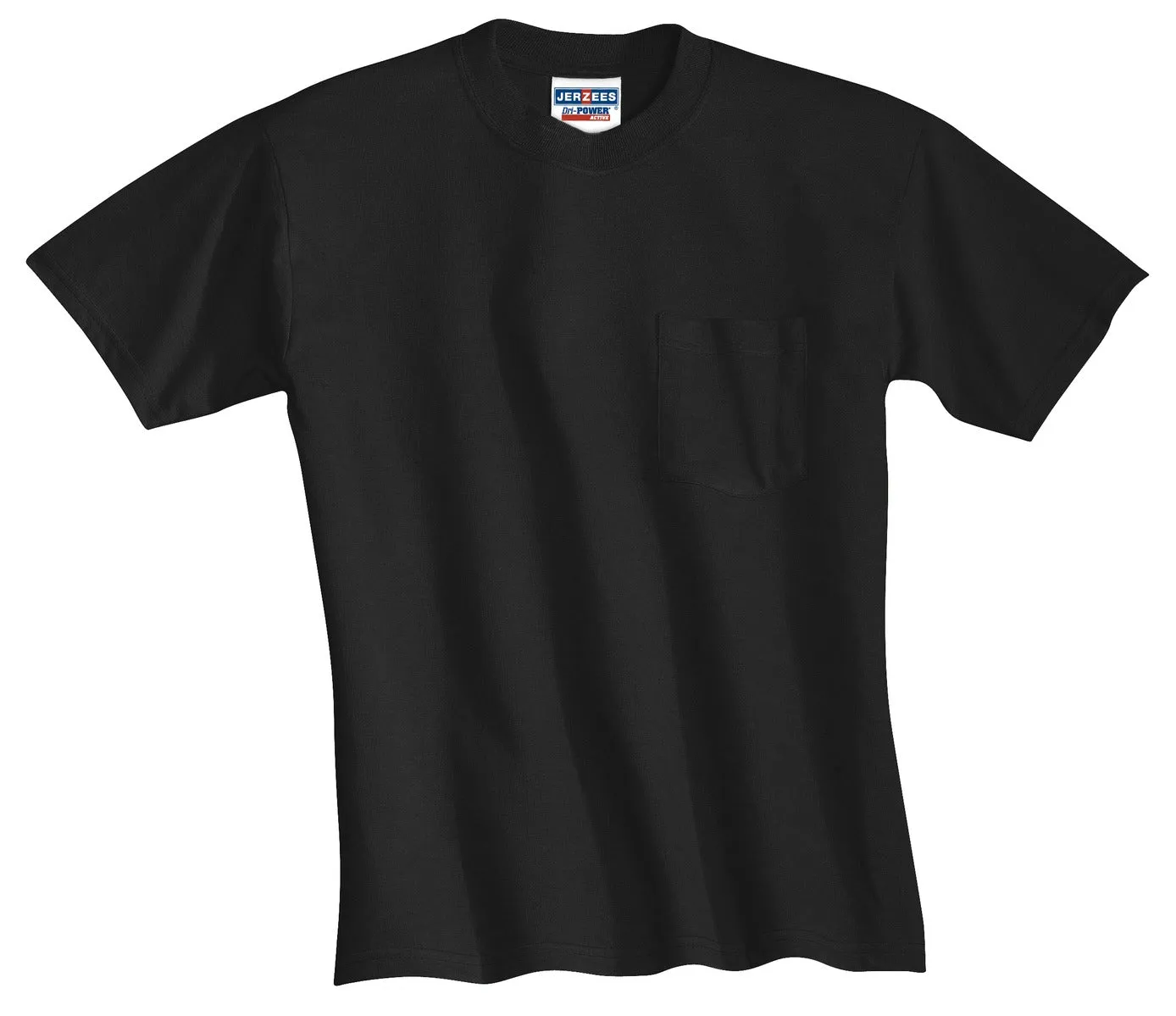 Jerzees  Dri-Power 50/50 Cotton/Poly Pocket T-Shirt.  29MP Black