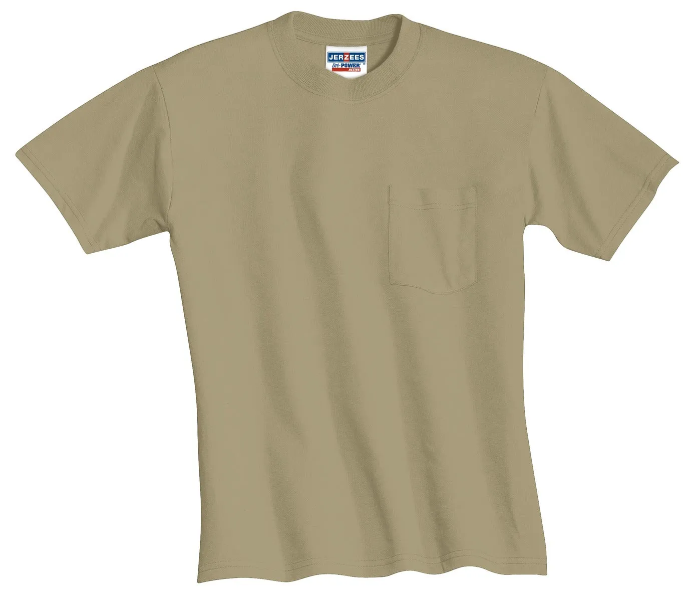 Jerzees  Dri-Power 50/50 Cotton/Poly Pocket T-Shirt.  29MP Khaki