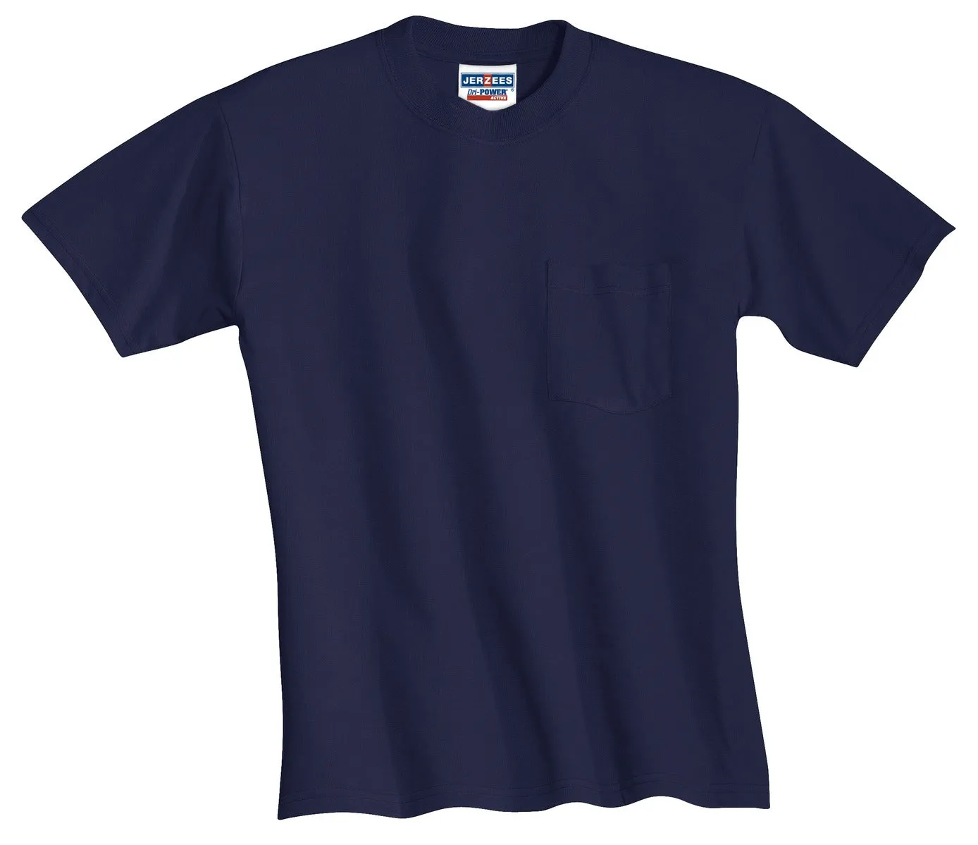 Jerzees  Dri-Power 50/50 Cotton/Poly Pocket T-Shirt.  29MP Navy
