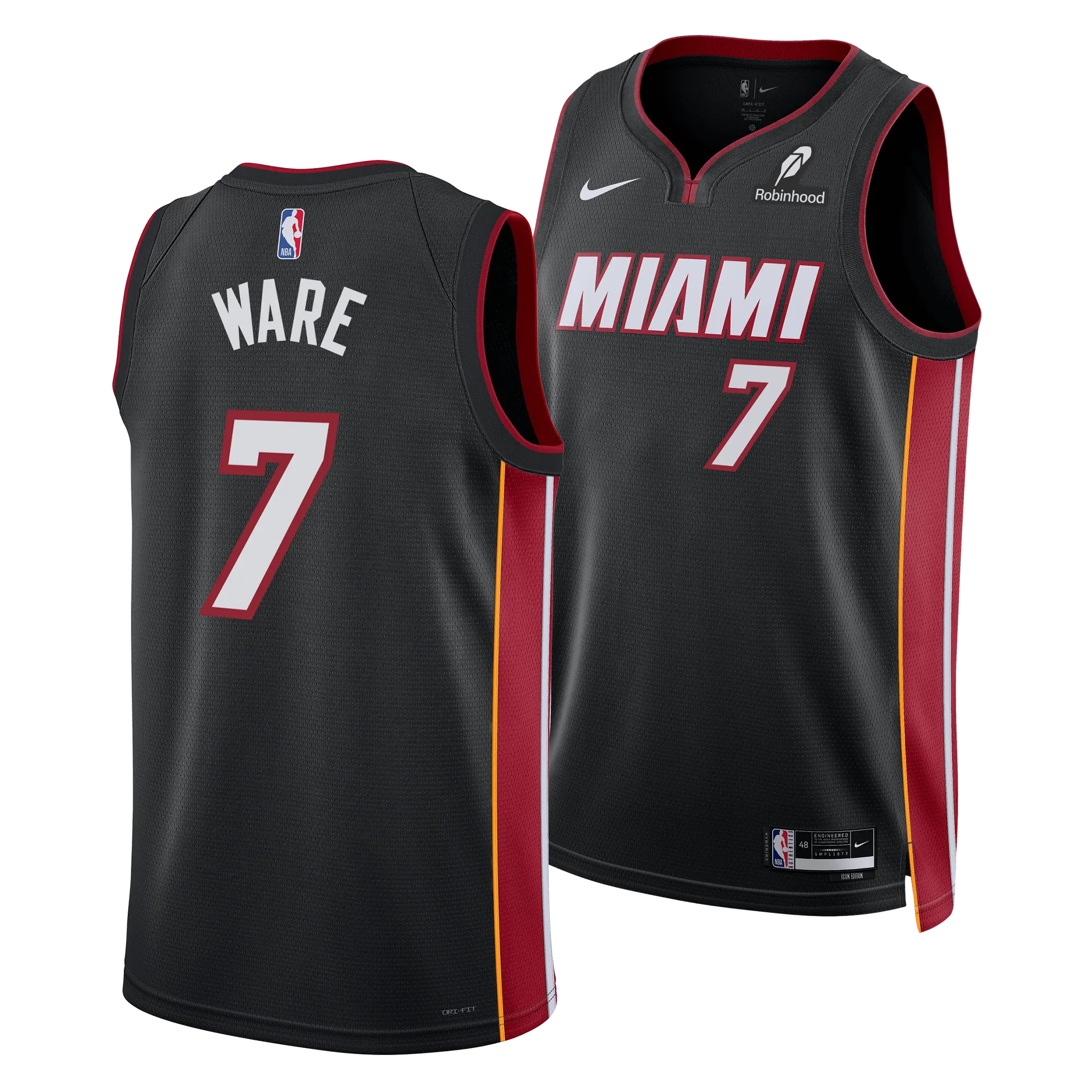Kel'el Ware Nike Miami HEAT Icon Black Swingman Jersey