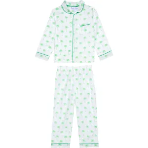 Kids Green Palm Tree Long PJ Set