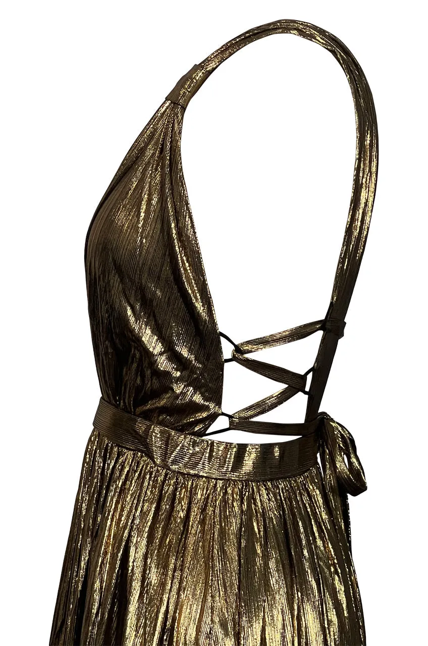 KILEY METALLIC GOLD GODDESS GOWN