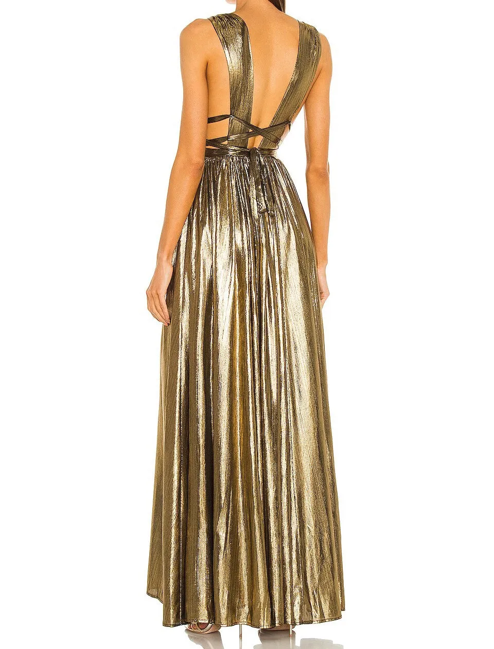 KILEY METALLIC GOLD GODDESS GOWN