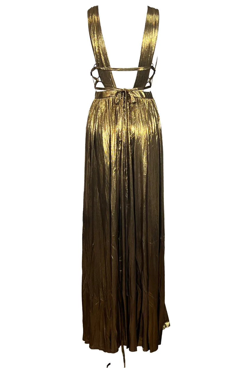 KILEY METALLIC GOLD GODDESS GOWN