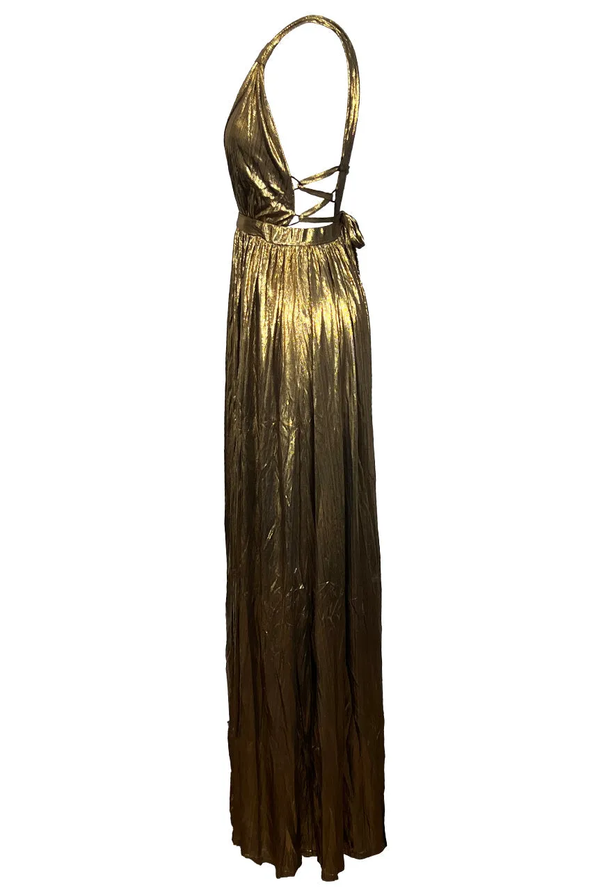 KILEY METALLIC GOLD GODDESS GOWN