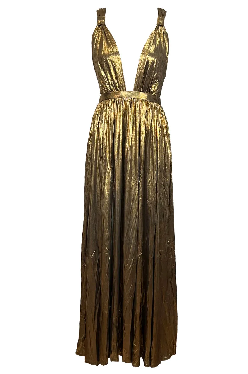 KILEY METALLIC GOLD GODDESS GOWN